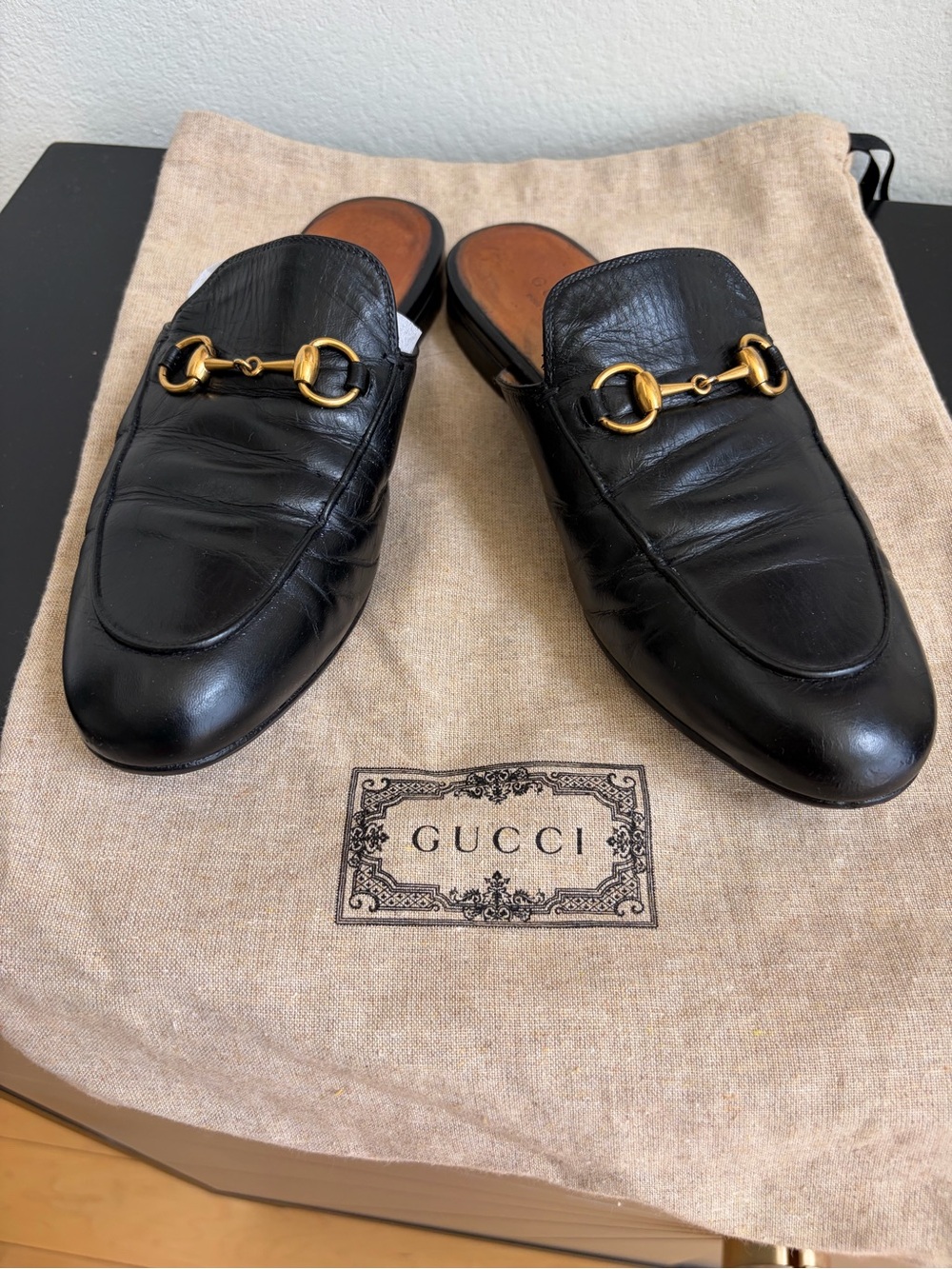 Gucci Princetown Leather Horsebit Mule Black (read) US 7
